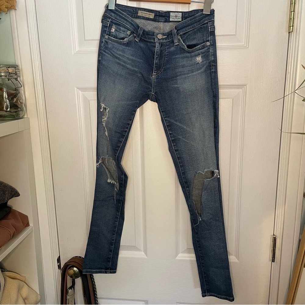 Ag Adriano Goldschmeid The Legging Ankle Distressed Blue Jeans 26